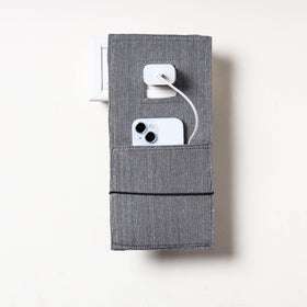 Grey Plain Cotton Mobile Charging Holder 