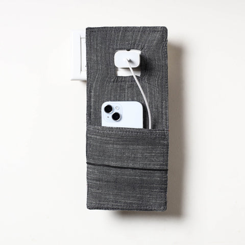 Grey Plain Cotton Mobile Charging Holder 