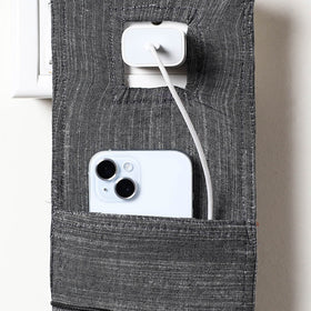 Grey Plain Cotton Mobile Charging Holder 