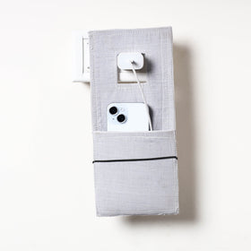 Grey  Plain Cotton Mobile Charging Holder 