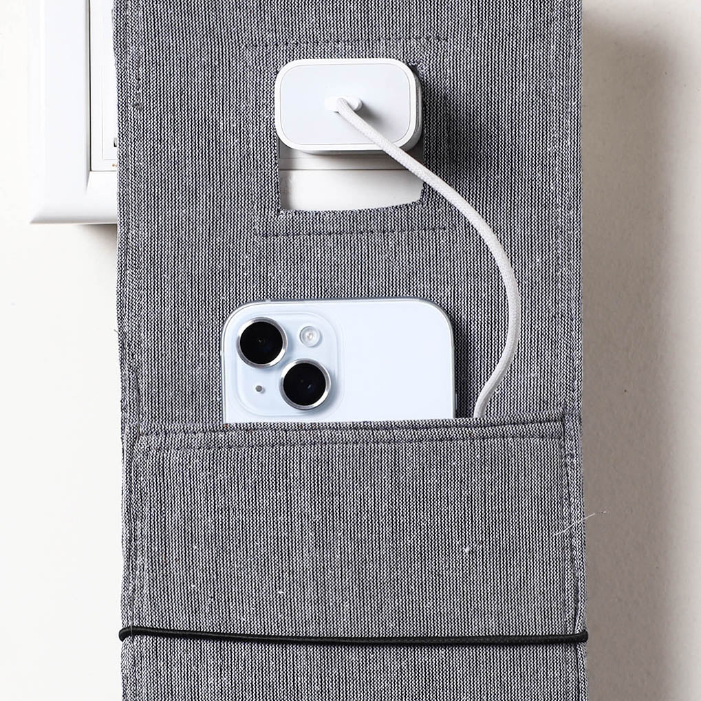 Grey Plain Cotton Mobile Charging Holder 