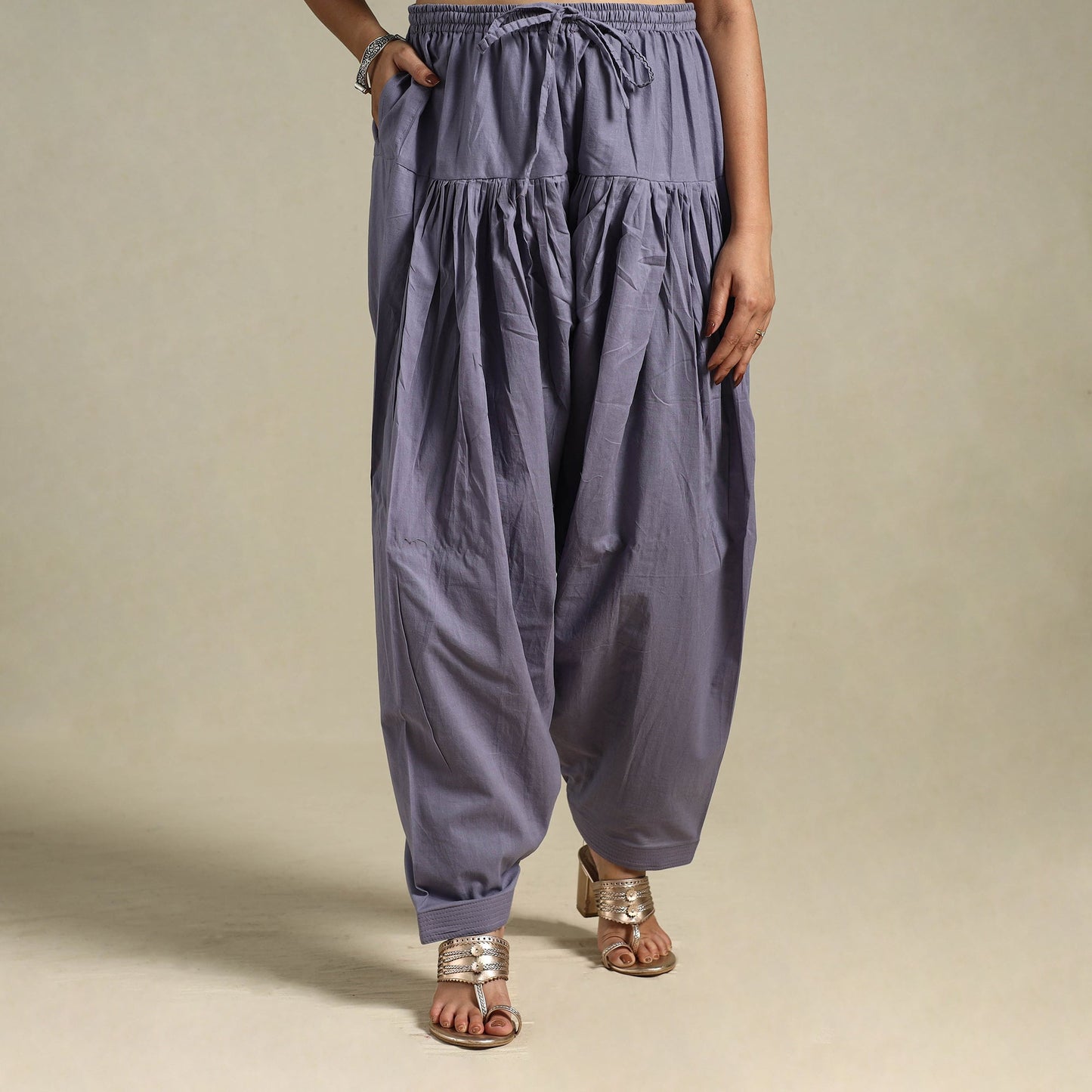 Grey Plain Cotton Women Salwar