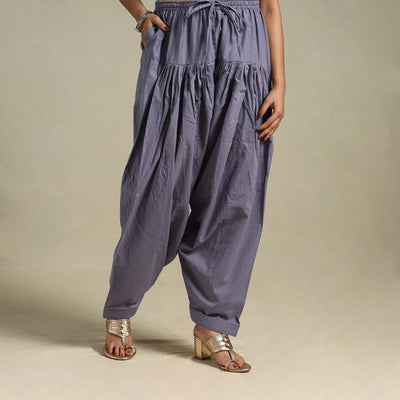 Grey Plain Cotton Women Salwar