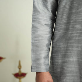 Buy Plain Dyed Slub Silk Men Long Kurta Online at iTokri.com