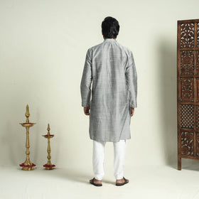 Buy Plain Dyed Slub Silk Men Long Kurta Online at iTokri.com