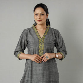 Plain Jhiri Handloom Cotton Long Kurta 