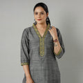  Plain Jhiri Handloom Cotton Long Kurta 