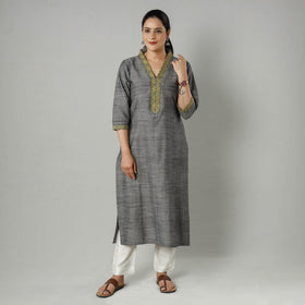  Plain Jhiri Handloom Cotton Long Kurta 