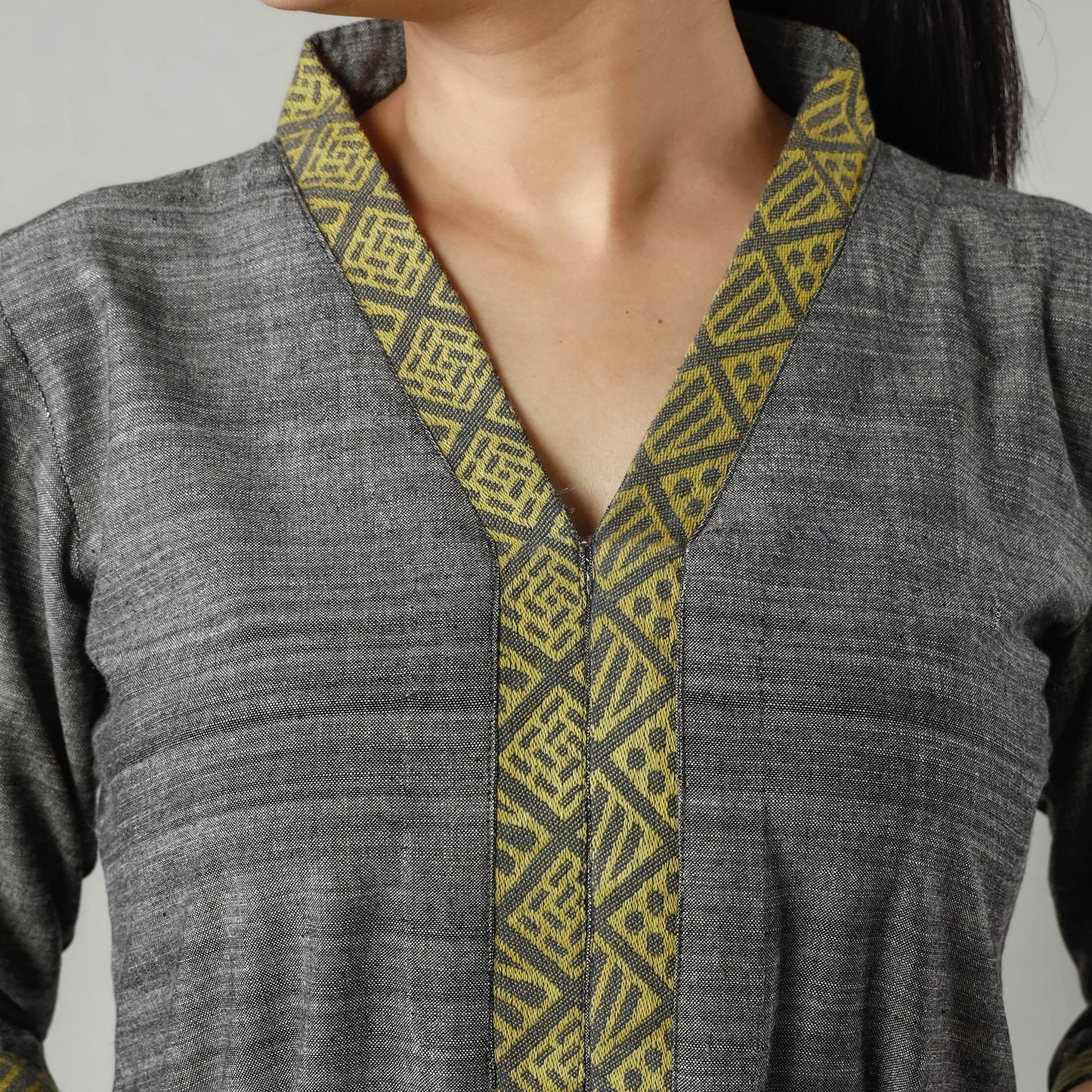  Plain Jhiri Handloom Cotton Long Kurta 