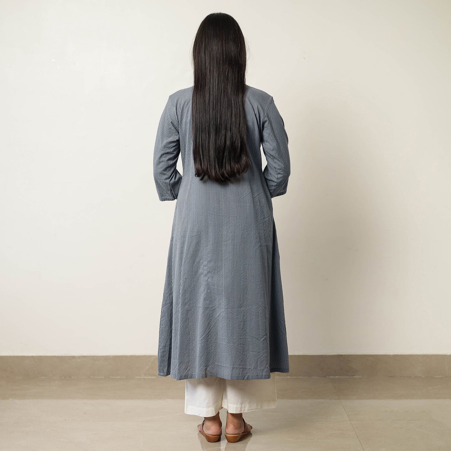  Plain Running Stitch Cotton Pintuck Long Kurta 41 Online at iTokri.com