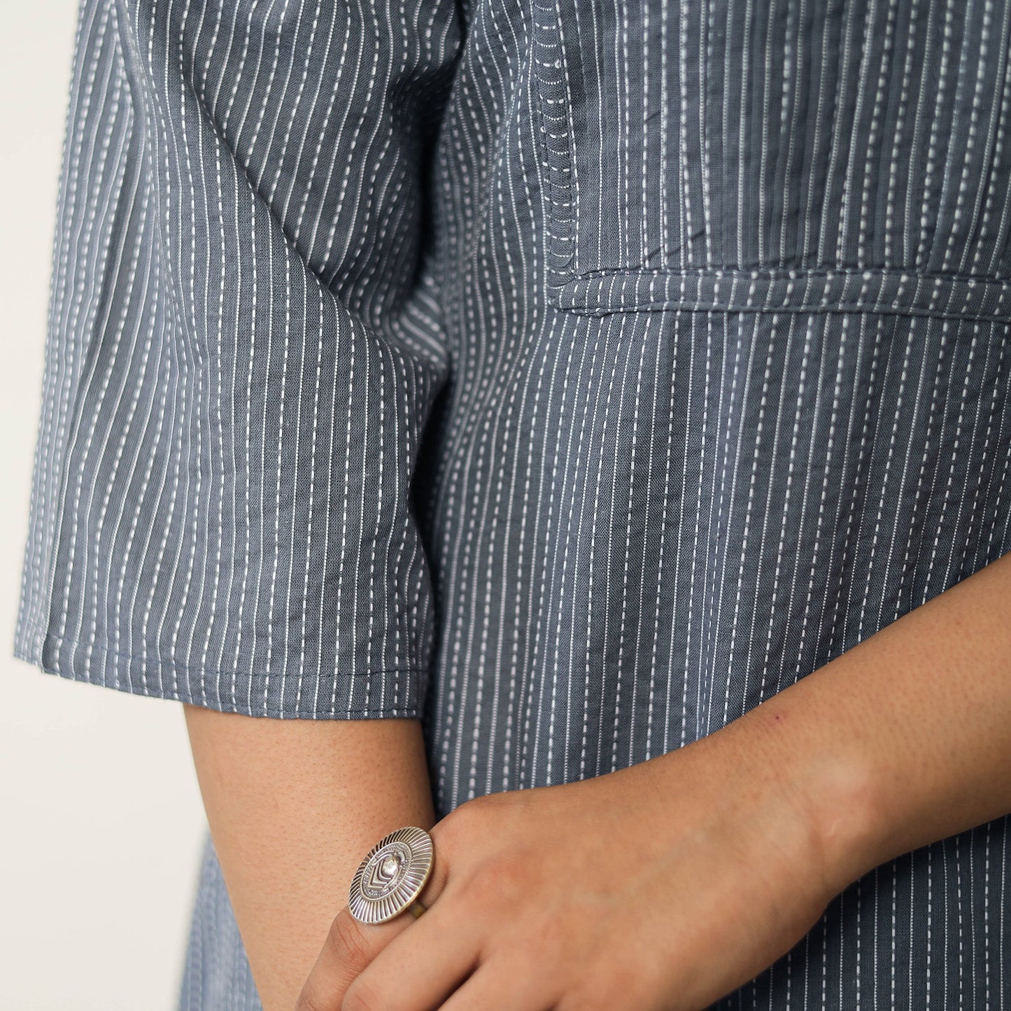  Plain Running Stitch Cotton Pintuck Long Kurta 41 Online at iTokri.com