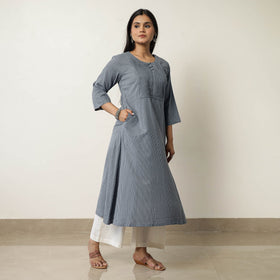 Plain Running Stitch Cotton Pintuck Long Kurta 41 Online at iTokri.com