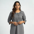 Buy Plain Running Stitch Cotton Pintuck Long Kurta Online at iTokri.com