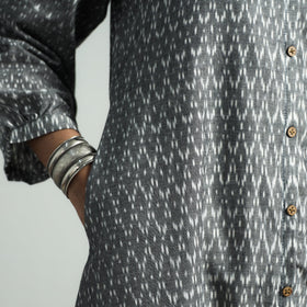 Grey - pochampally double ikat cotton flared dress