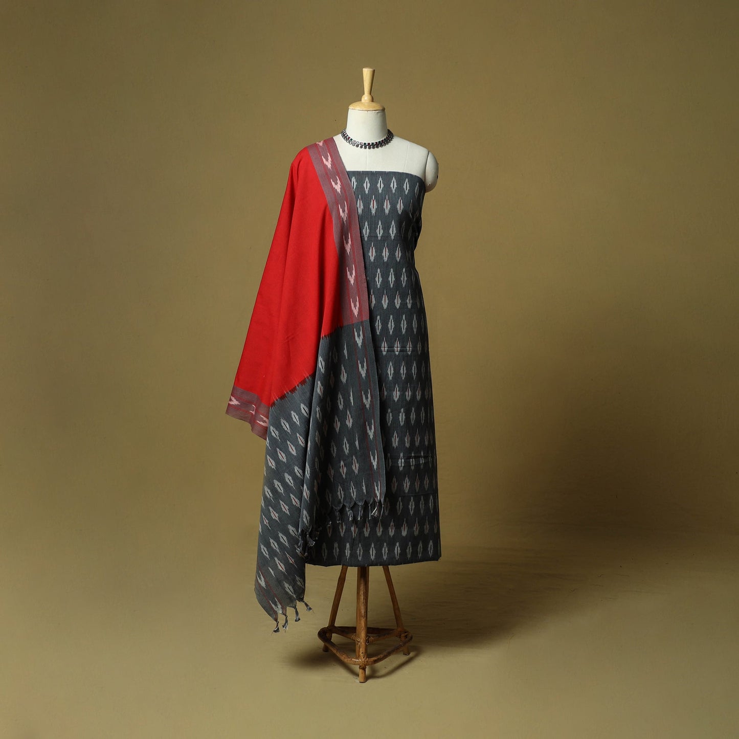 Pochampally ikat 3pc cotton unstitched dress material 52