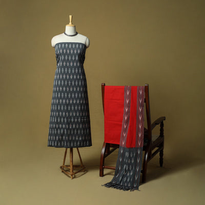 Pochampally ikat 3pc cotton unstitched dress material 52