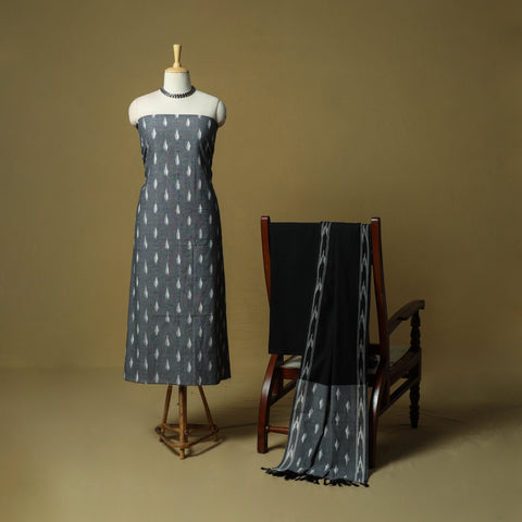 Pochampally ikat 3pc cotton unstitched dress material 58