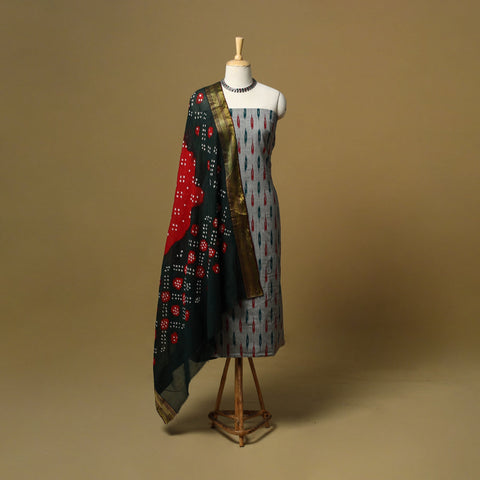 Pochampally ikat cotton 2pc unstitched dress material