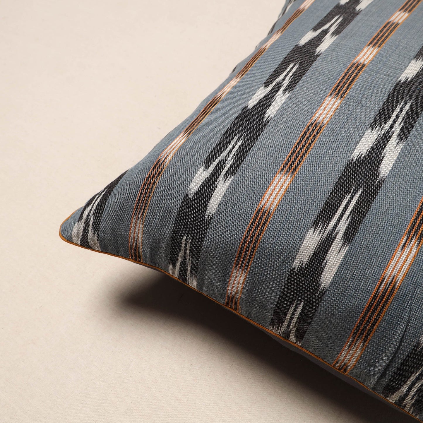 Grey - pochampally ikat cotton cushion cover 07