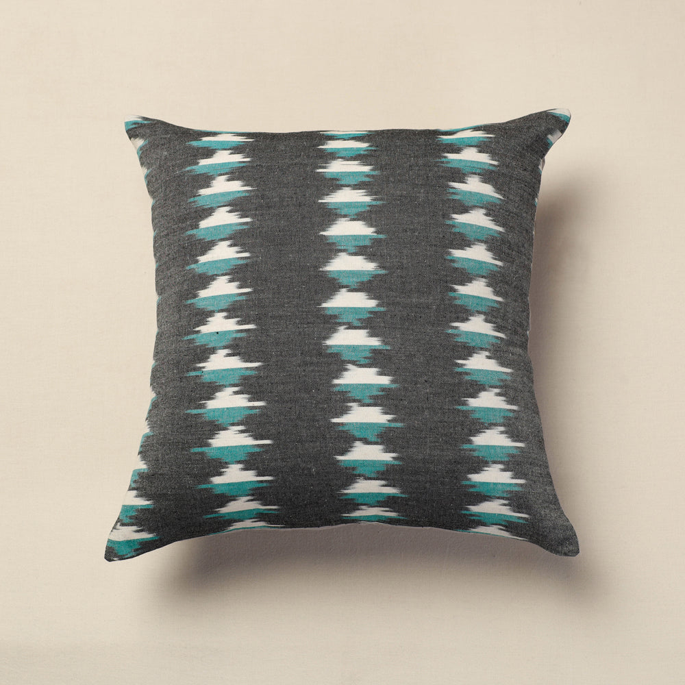 Grey Pochampally Ikat Cotton Cushion Cover 