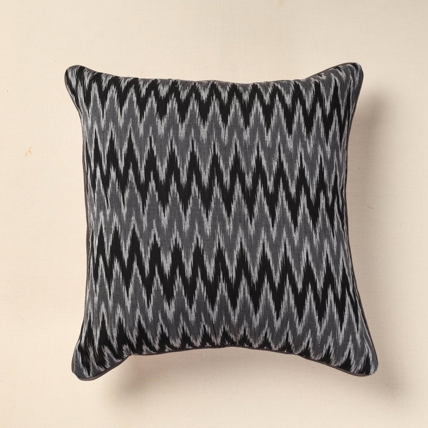 Grey Pochampally Ikat Cotton Cushion Cover 