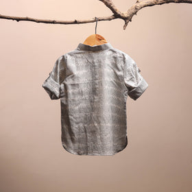Grey - pochampally ikat cotton kids kurta (6-12 months) 03
