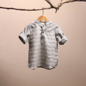 Grey - pochampally ikat cotton kids kurta (6-12 months) 03