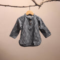 Grey - pochampally ikat cotton kids kurta (6-12 months) 07