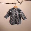 Grey - pochampally ikat cotton kids kurta (6-12 months) 23
