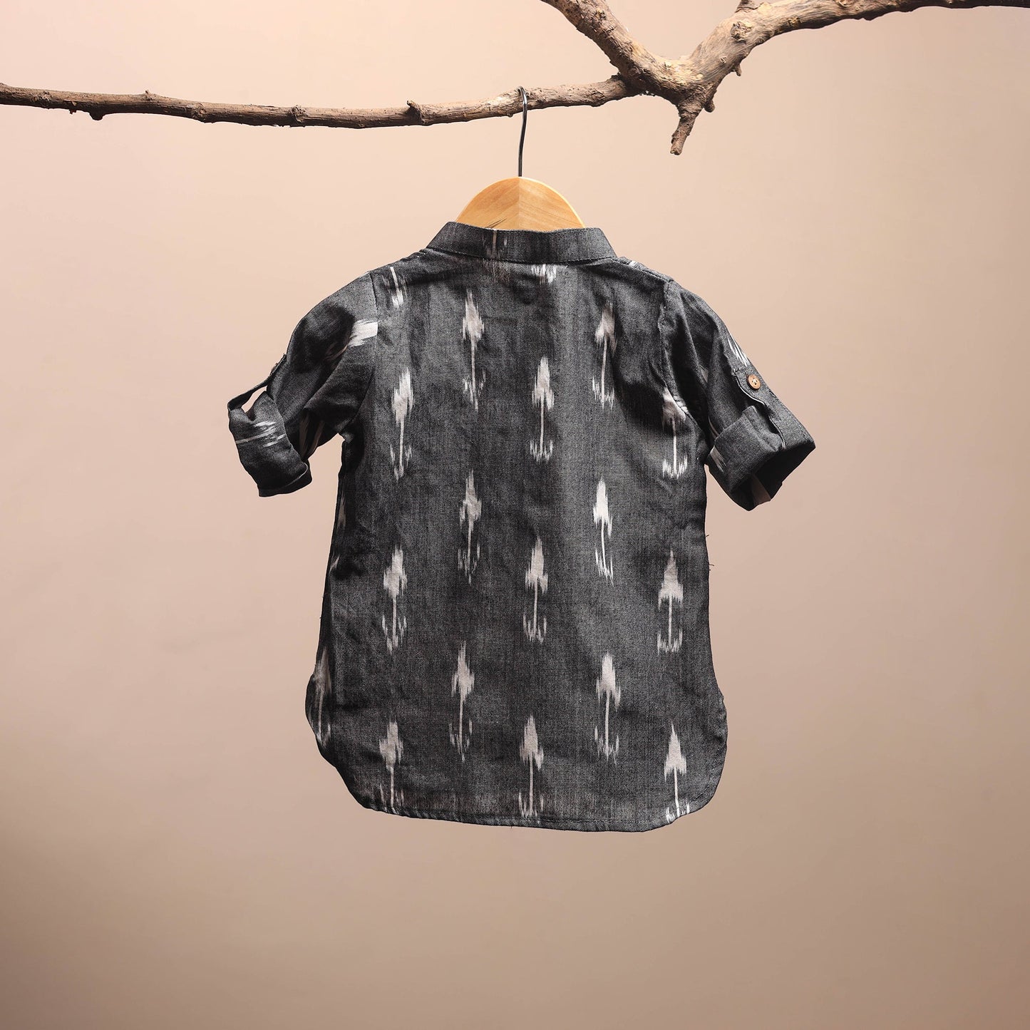 Grey - pochampally ikat cotton kids kurta (6-12 months) 36