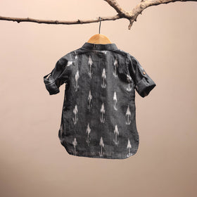 Grey - pochampally ikat cotton kids kurta (6-12 months) 36