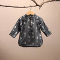 Grey - pochampally ikat cotton kids kurta (6-12 months) 36