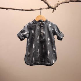 Grey - pochampally ikat cotton kids kurta (6-12 months) 36