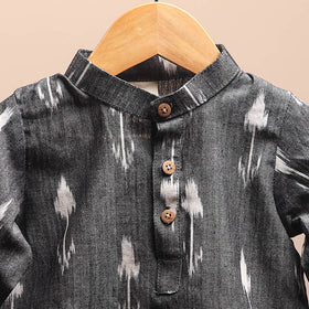 Grey - pochampally ikat cotton kids kurta (6-12 months) 36