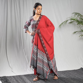Buy Pochampally Ikat Weave Cotton Kurta with Palazzo & Dupatta Set Online l iTokri.com