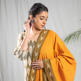 Pochampally ikat cotton kurta with palazzo & dupatta set