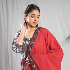 Buy Pochampally Ikat Weave Cotton Kurta with Palazzo & Dupatta Set Online l iTokri.com
