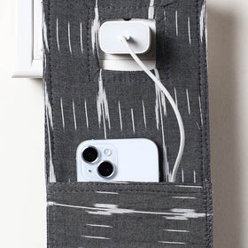 Grey Pochampally Ikat Cotton Mobile Charging Holder 