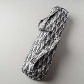 Grey Pochampally Ikat Cotton Quilted Yoga Mat Bag 