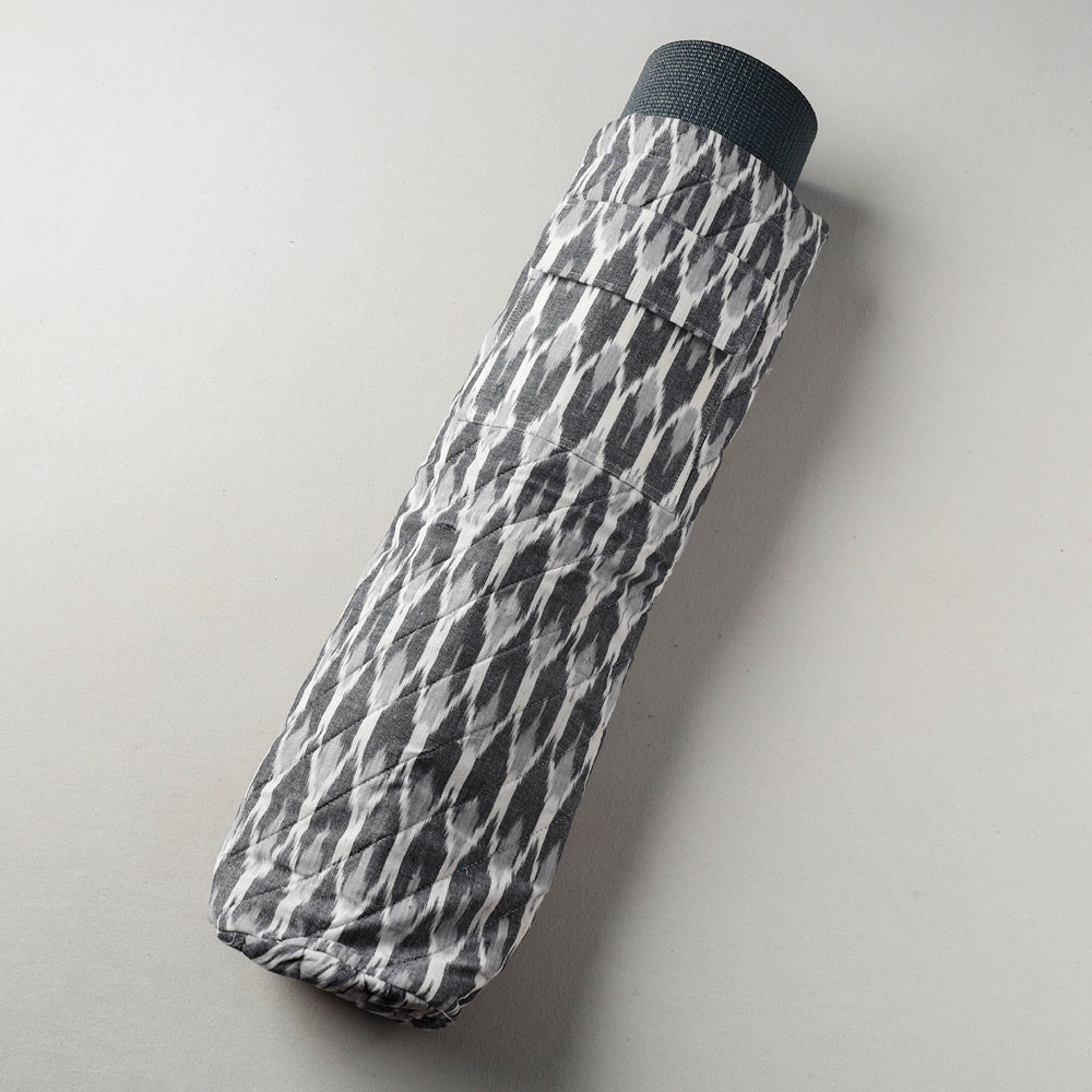 Grey Pochampally Ikat Cotton Quilted Yoga Mat Bag 