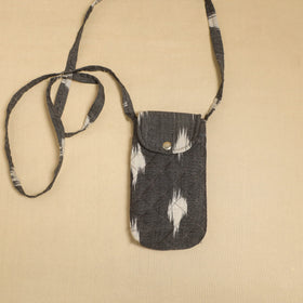 Grey Pochampally Ikat Cotton Sling Mobile Pouch