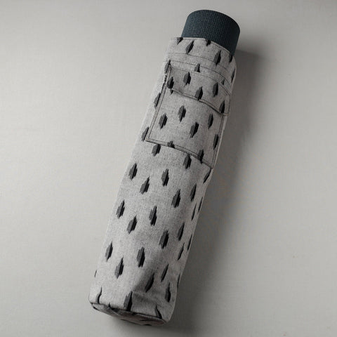 Grey Pochampally Ikat Cotton Yoga Mat Bag 