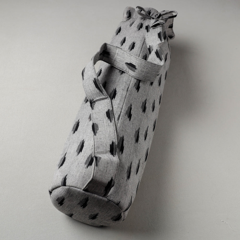 Grey Pochampally Ikat Cotton Yoga Mat Bag 
