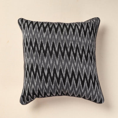 Grey Pochampally Ikat Cotton Cushion Cover 