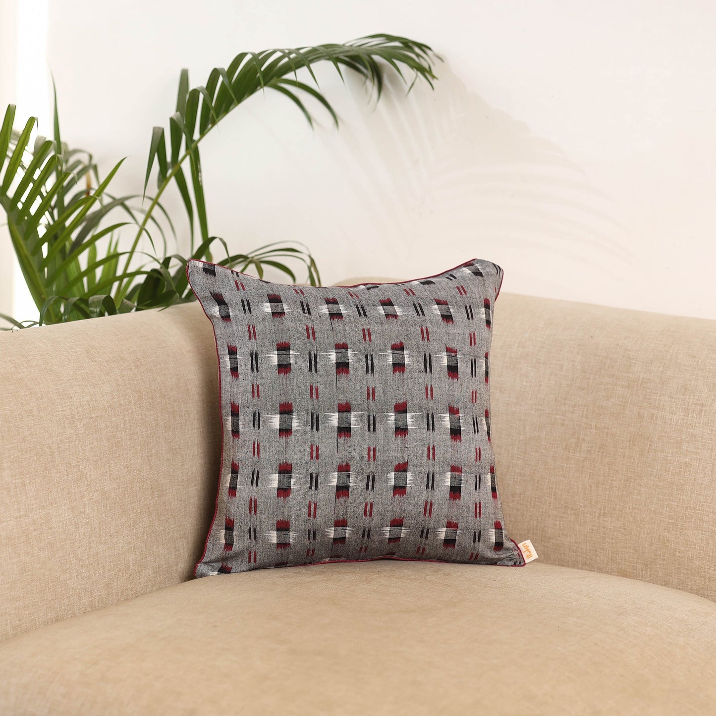 Grey - pochampally ikat cushion cover 21 - handcrafted