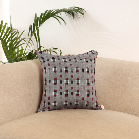 Grey - pochampally ikat cushion cover 21 - handcrafted
