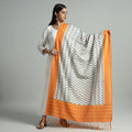 Grey - Pochampally Ikat Handloom Cotton Dupatta with Tassels 13