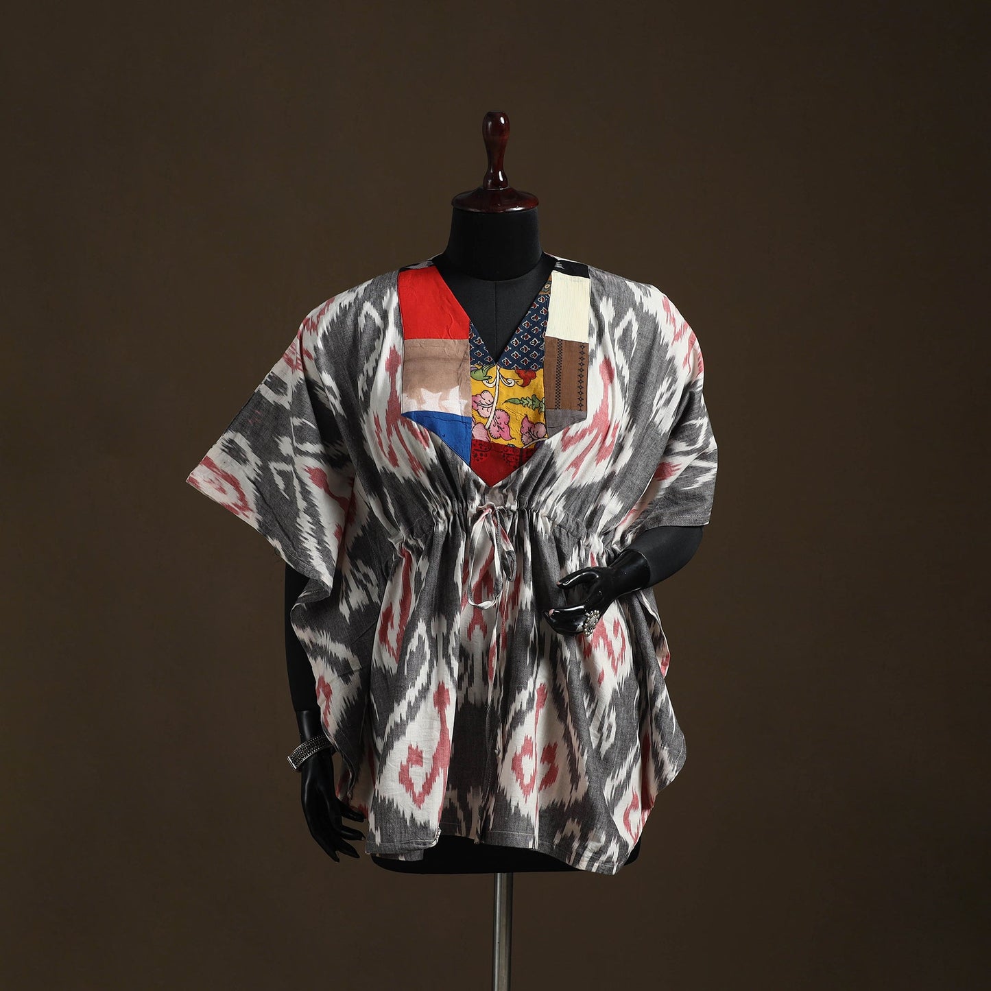 Pochampally ikat patchwork cotton kaftan (short) 28