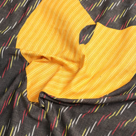 Buy Grey Pochampally Ikat Patchwork Cotton Kurta Material