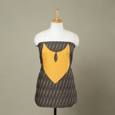 Buy Grey Pochampally Ikat Patchwork Cotton Kurta Material